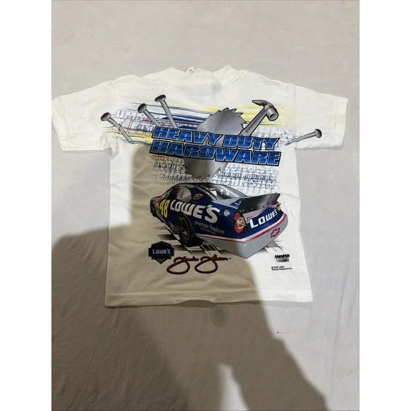 Vintage Autographed Jimmie Johnson Shirt All Over Print Y2K Racing Champions.